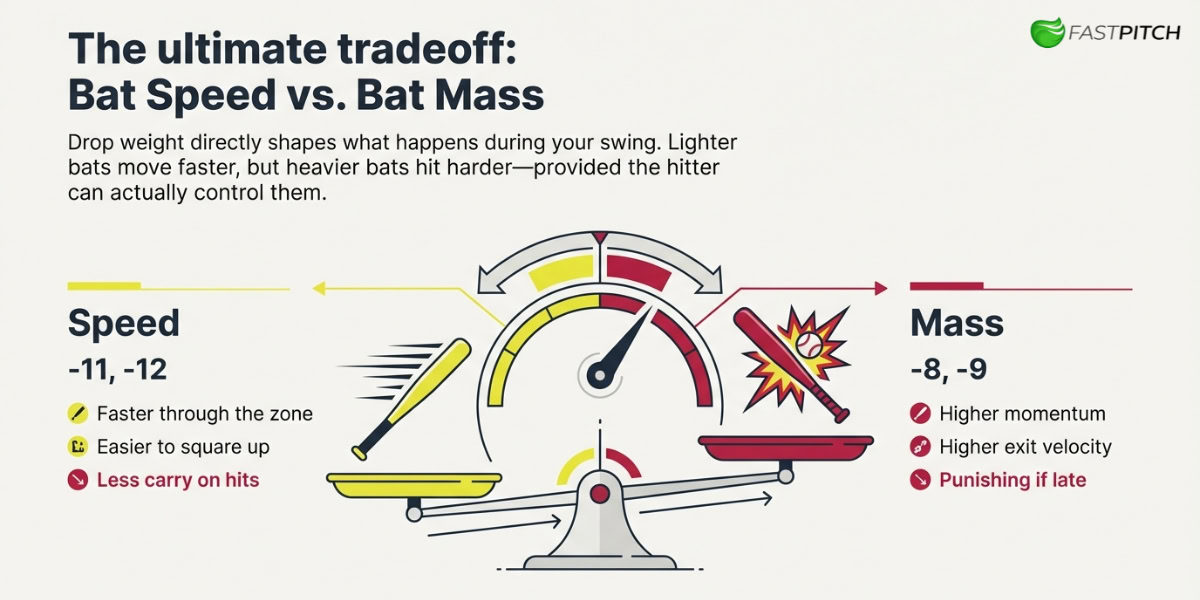 Fastpitch Bat Drop Weight Explained: How to Choose -8, -9, -10, -11, or -12 4