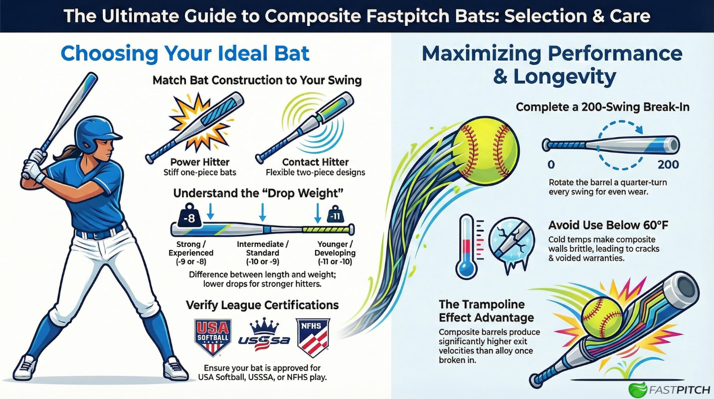 The Ultimate Guide to Composite Bats Break-In Infographic How to Break In a Composite Fastpitch Softball Bat — Step-by-Step Guide 2
